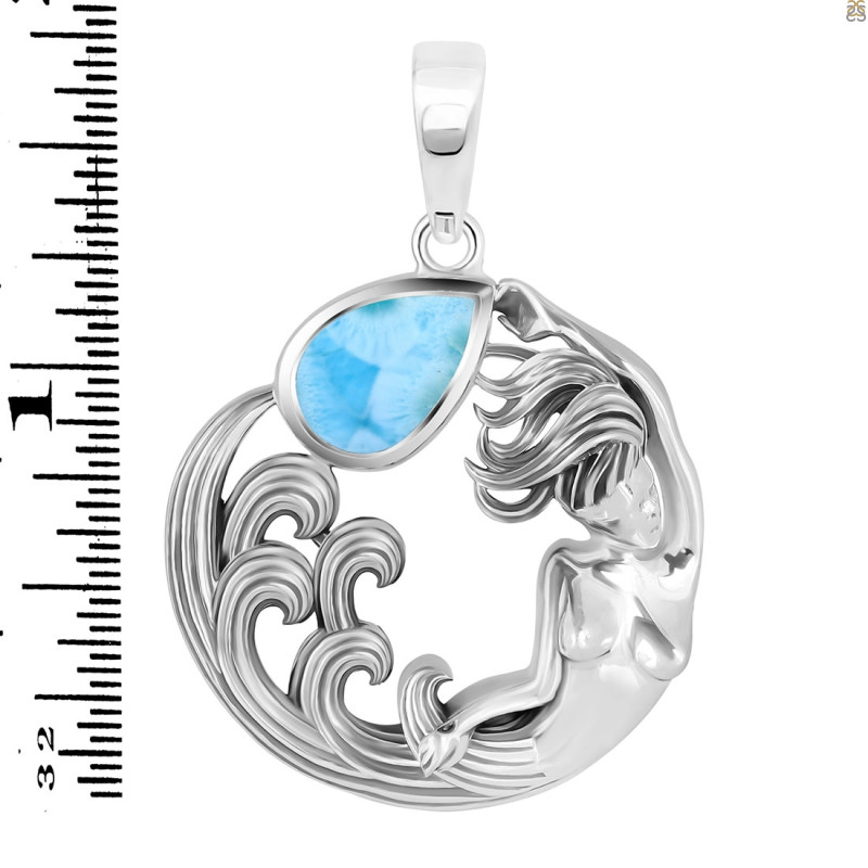 Larimar Mermaid Pendant LAR-RUP-50.