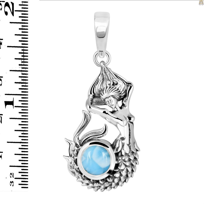 Larimar Mermaid Pendant LAR-RUP-51.