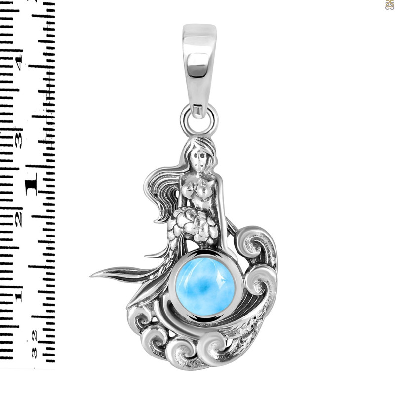 Larimar Mermaid & Waves Pendant LAR-RUP-53.