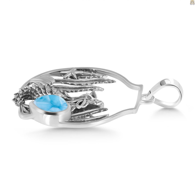 Larimar Mermaid & Shell Pendant