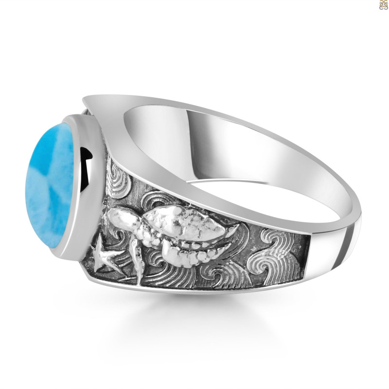 Larimar Sea Horse & Turtle & Star Fish Ring LAR-RUR-18.