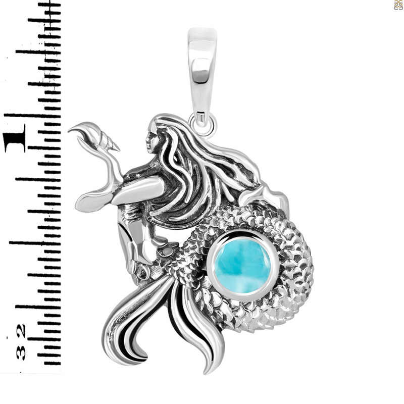 Larimar Mermaid Pendant LAR-RUP-21.