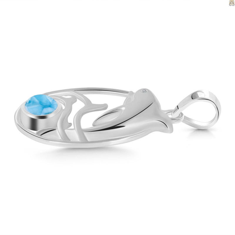 Larimar Waves & Dolphin Pendant