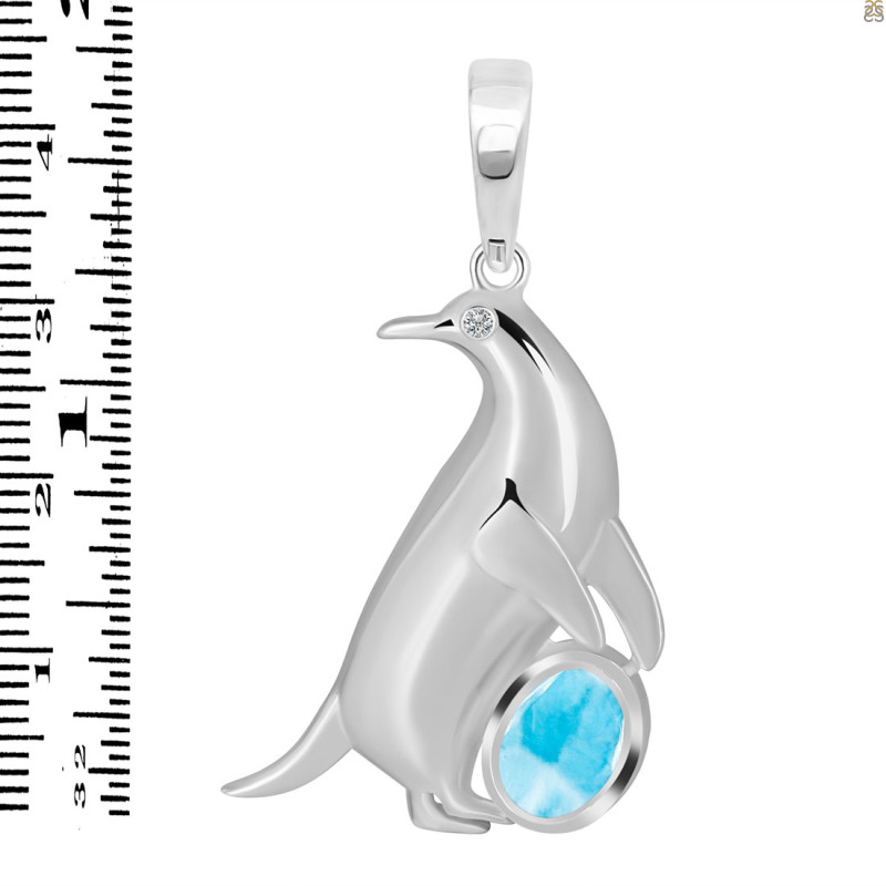 Larimar & White Topaz Penguin Pendant LAR-RUP-44.