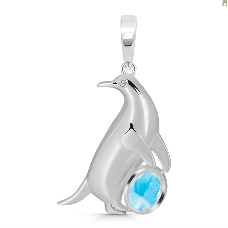 Larimar & White Topaz Penguin Pendant LAR-RUP-44.