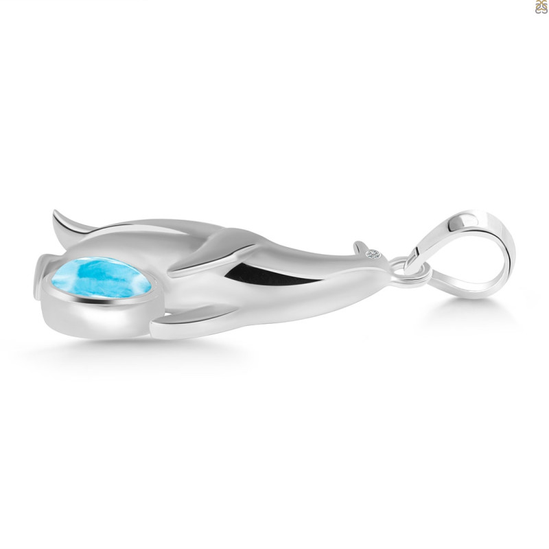 Larimar & White Topaz Penguin Pendant