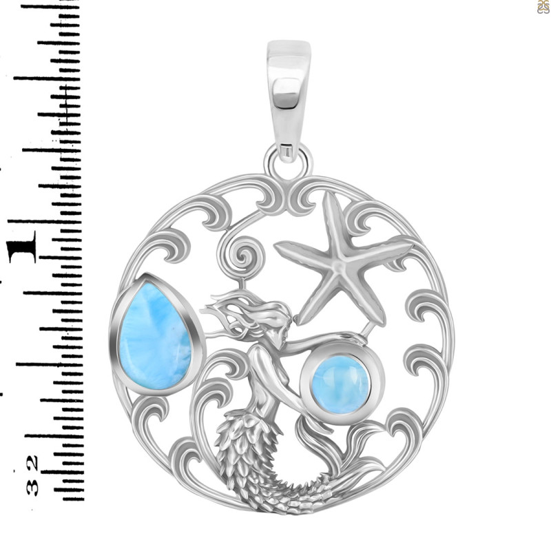 Larimar Mermaid & Star Fish Pendant LAR-RUP-52.