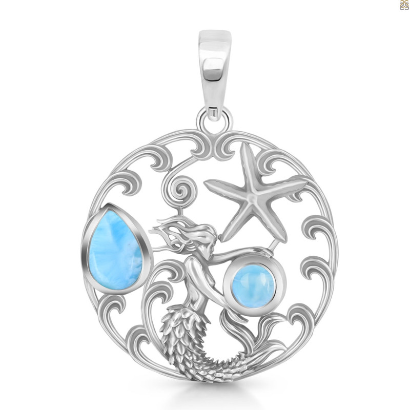 Larimar Mermaid & Star Fish Pendant LAR-RUP-52.