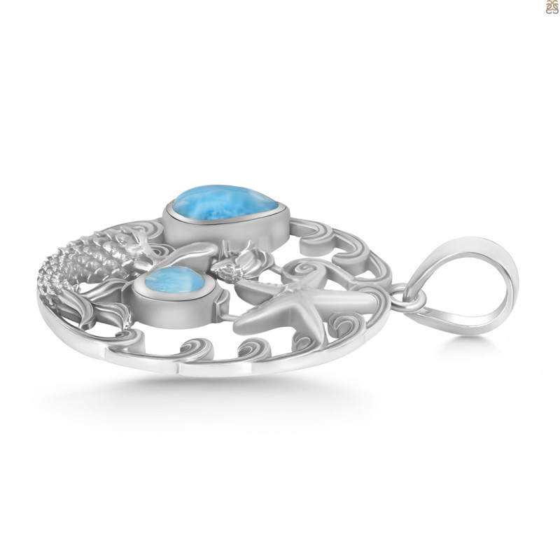 Larimar Mermaid & Star Fish Pendant