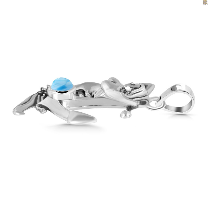 Larimar Mermaid & Anchor Pendant