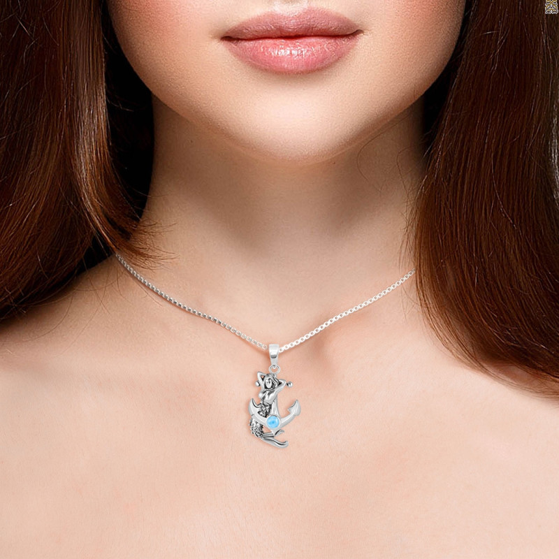 Larimar Mermaid & Anchor Pendant LAR-RUP-9.