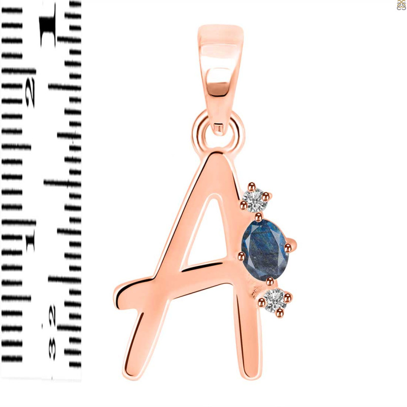 Labradorite & White Topaz Alphabet A Pendant LBD-RDA-1.