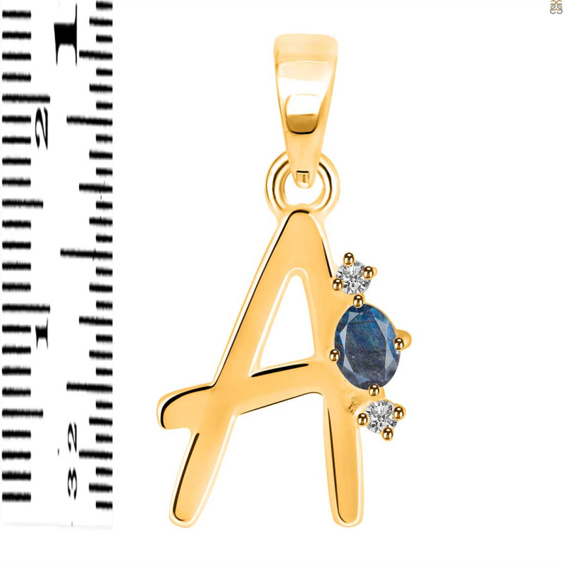 Labradorite & White Topaz Alphabet A Pendant LBD-RDA-1.