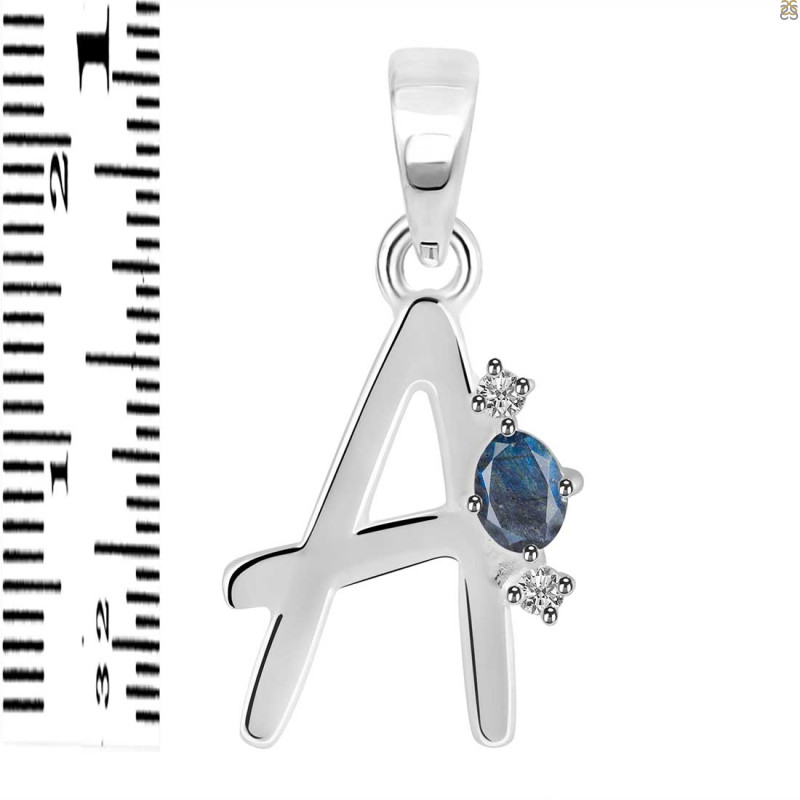 Labradorite & White Topaz Alphabet A Pendant LBD-RDA-1.