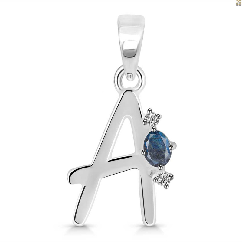 Labradorite & White Topaz Alphabet A Pendant LBD-RDA-1.