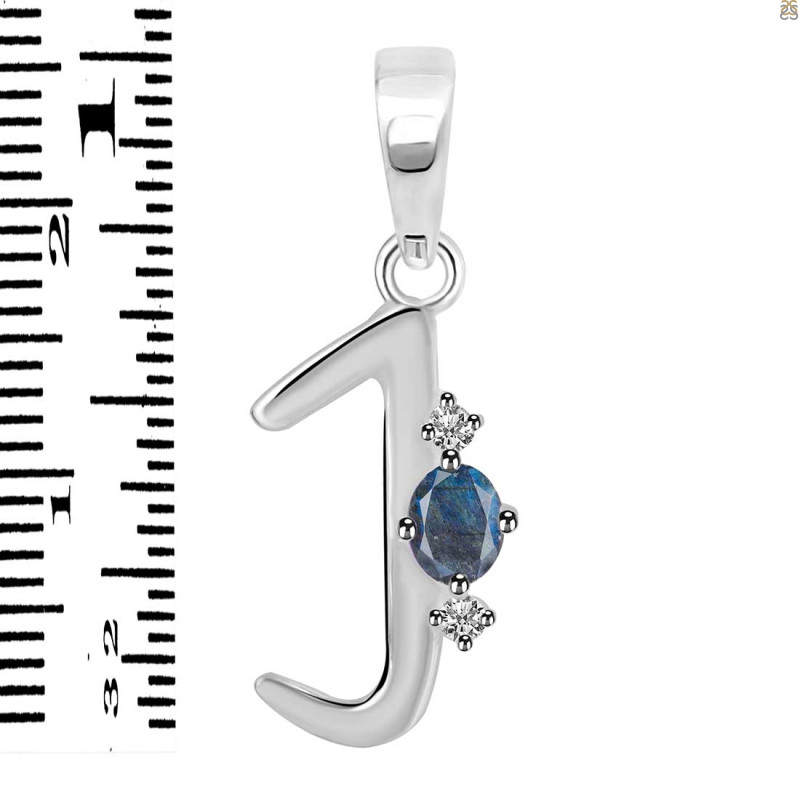 Labradorite & White Topaz Alphabet J Pendant LBD-RDA-10.