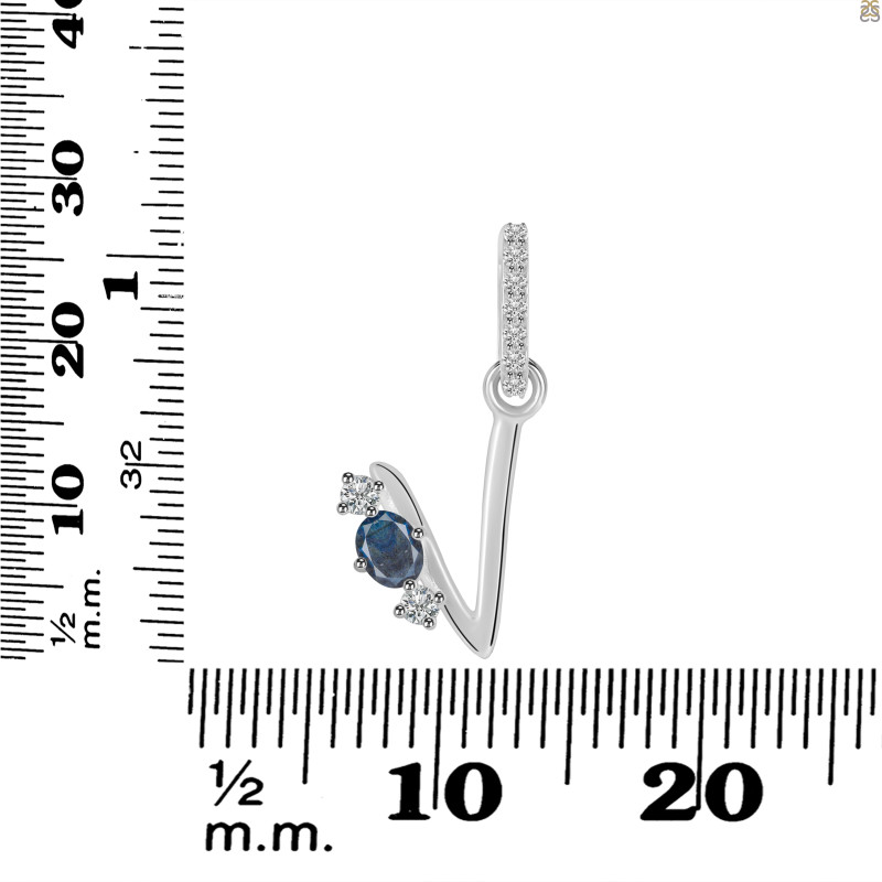 Labradorite & White Topaz Alphabet V Pendant LBD-RDA-100.