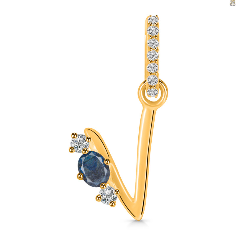 Labradorite & White Topaz Alphabet V Pendant LBD-RDA-100.