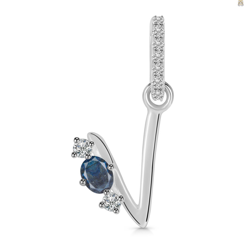 Labradorite & White Topaz Alphabet V Pendant LBD-RDA-100.