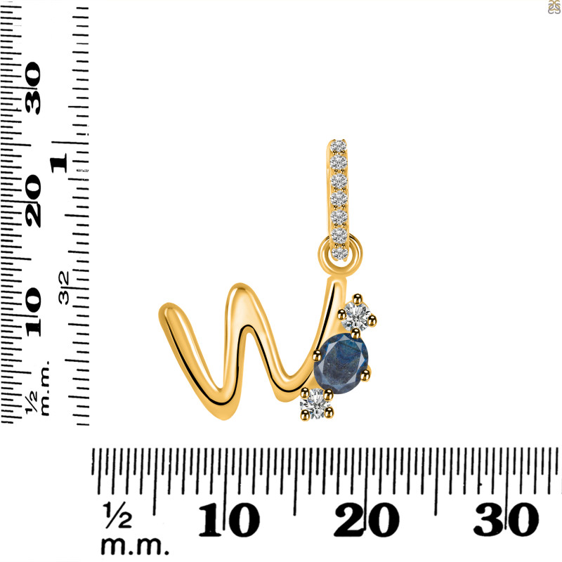 Labradorite & White Topaz Alphabet W Pendant LBD-RDA-101.