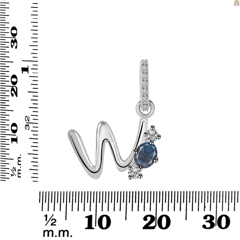 Labradorite & White Topaz Alphabet W Pendant LBD-RDA-101.