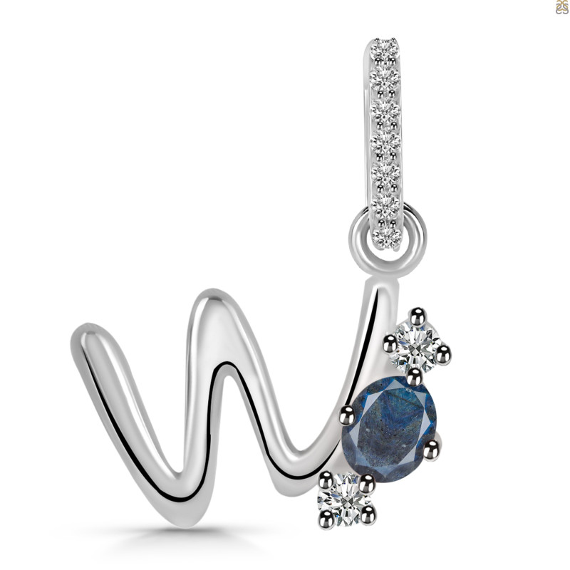 Labradorite & White Topaz Alphabet W Pendant LBD-RDA-101.