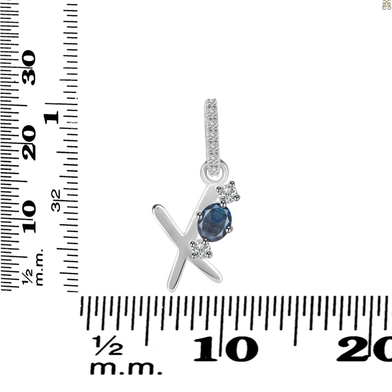 Labradorite & White Topaz Alphabet X Pendant LBD-RDA-102.