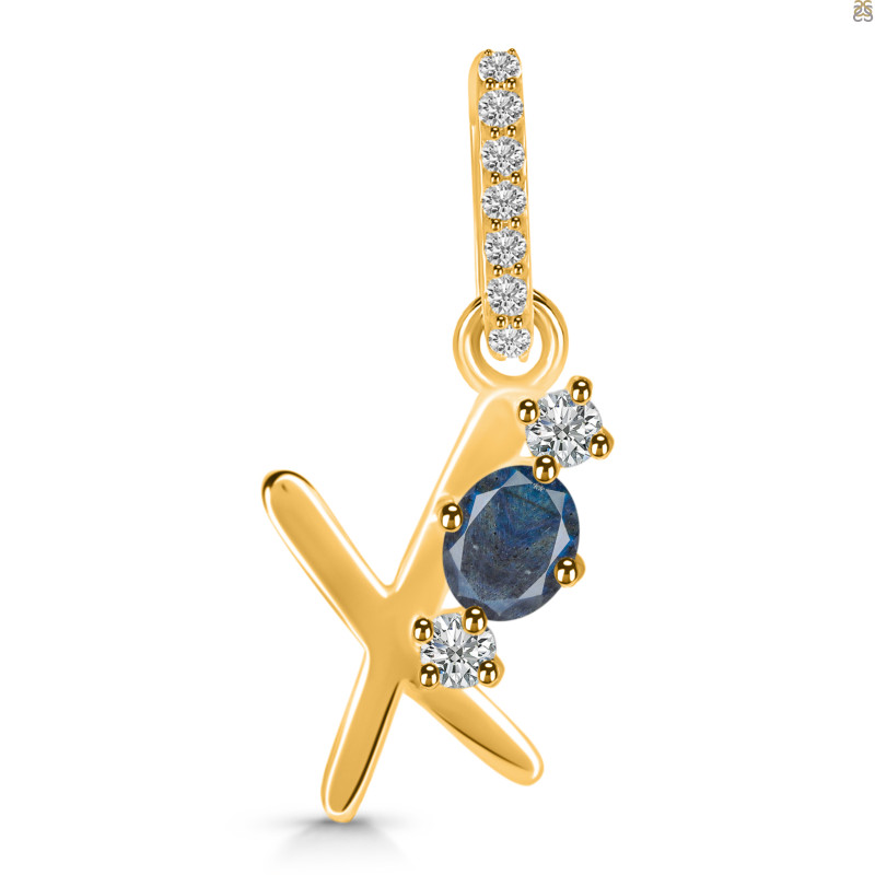 Labradorite & White Topaz Alphabet X Pendant LBD-RDA-102.