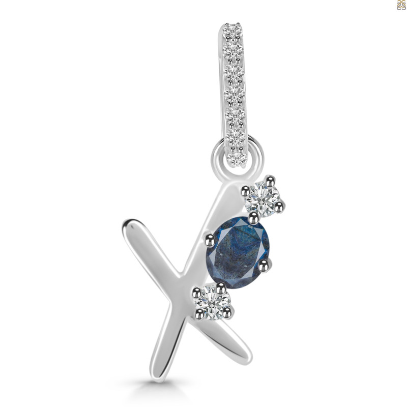 Labradorite & White Topaz Alphabet X Pendant LBD-RDA-102.