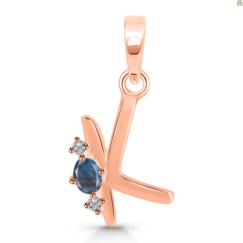 Labradorite & White Topaz Alphabet K Pendant LBD-RDA-11.