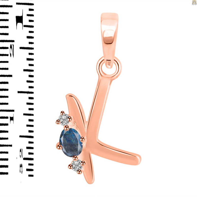 Labradorite & White Topaz Alphabet K Pendant LBD-RDA-11.