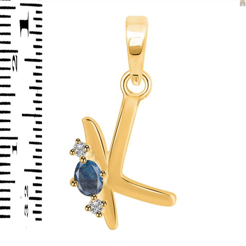 Labradorite & White Topaz Alphabet K Pendant LBD-RDA-11.