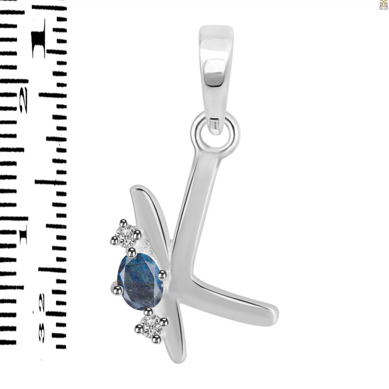 Labradorite & White Topaz Alphabet K Pendant LBD-RDA-11.