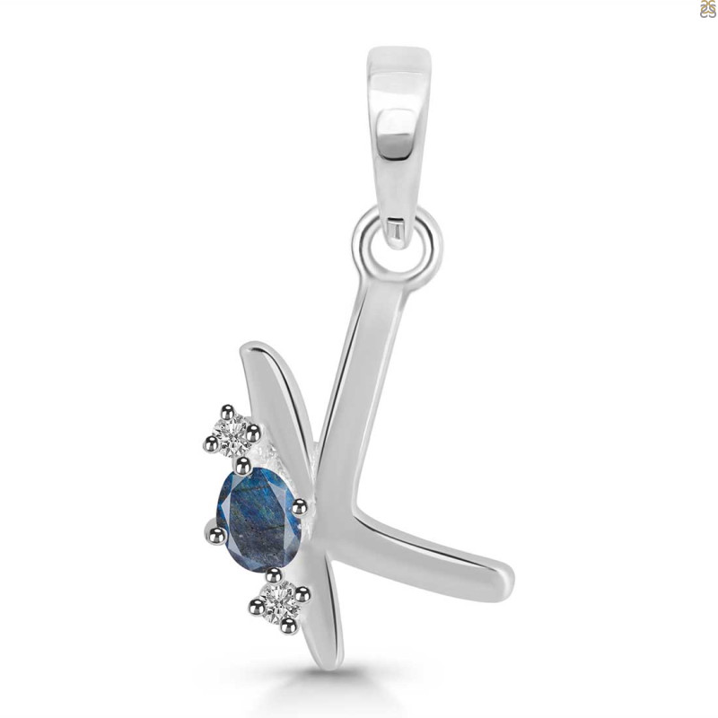 Labradorite & White Topaz Alphabet K Pendant LBD-RDA-11.