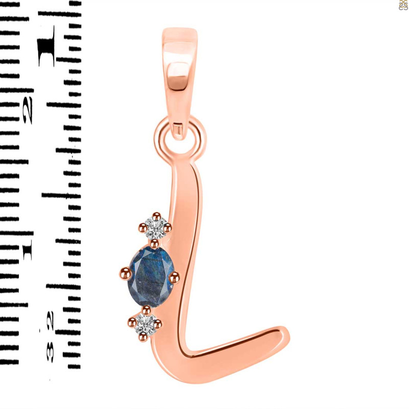 Labradorite & White Topaz Alphabet L Pendant LBD-RDA-12.