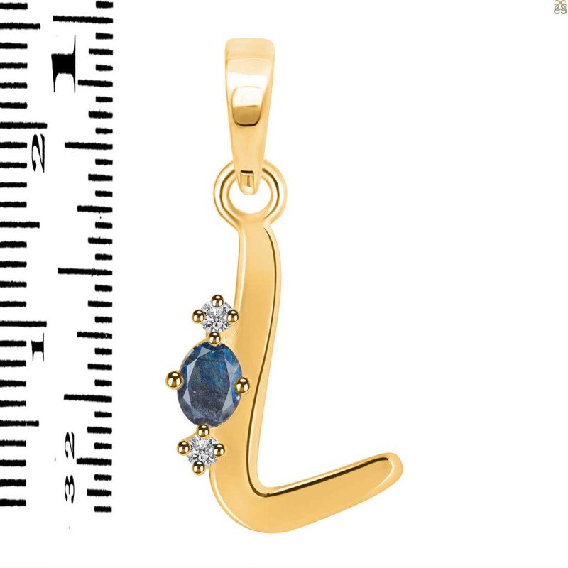 Labradorite & White Topaz Alphabet L Pendant LBD-RDA-12.