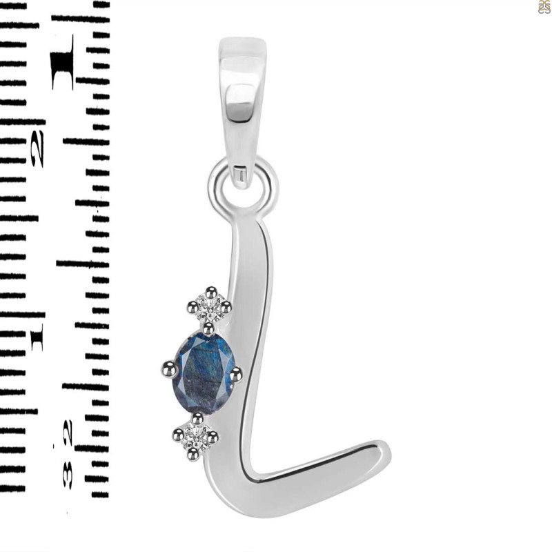 Labradorite & White Topaz Alphabet L Pendant LBD-RDA-12.