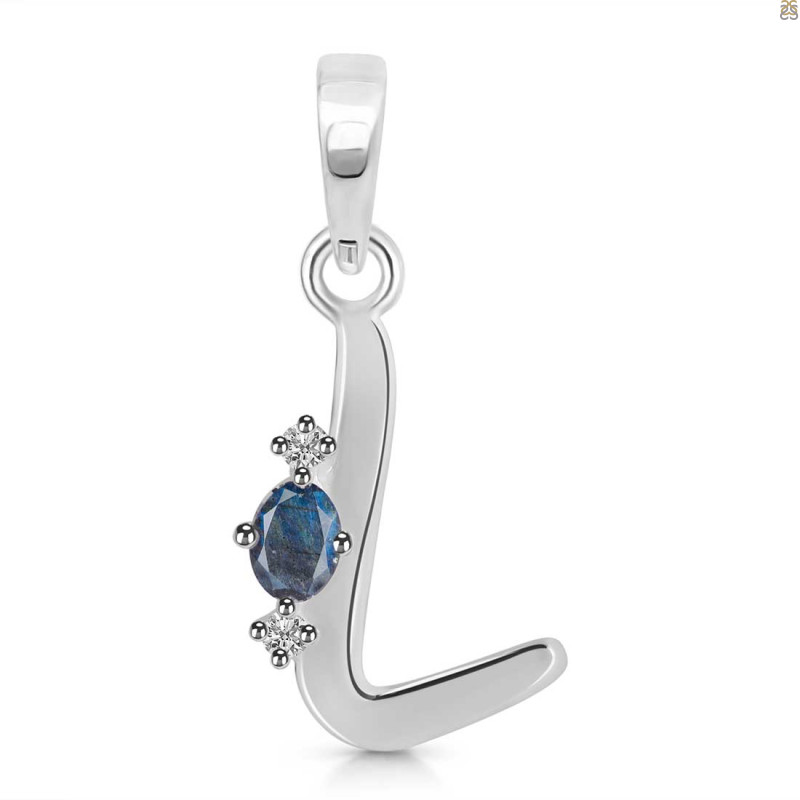 Labradorite & White Topaz Alphabet L Pendant LBD-RDA-12.