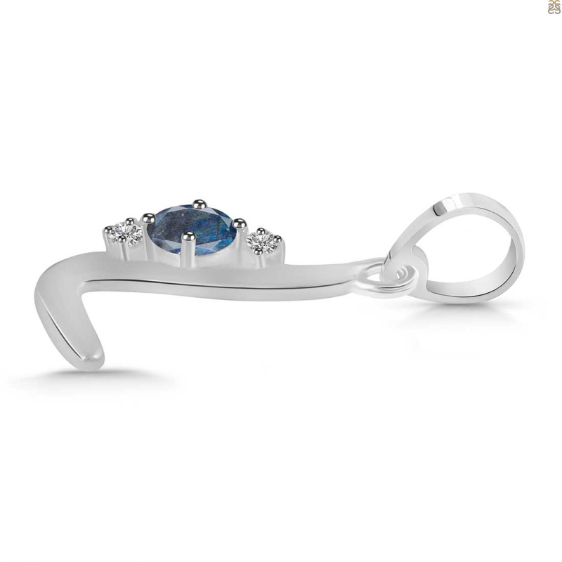 Labradorite & White Topaz Alphabet L Pendant