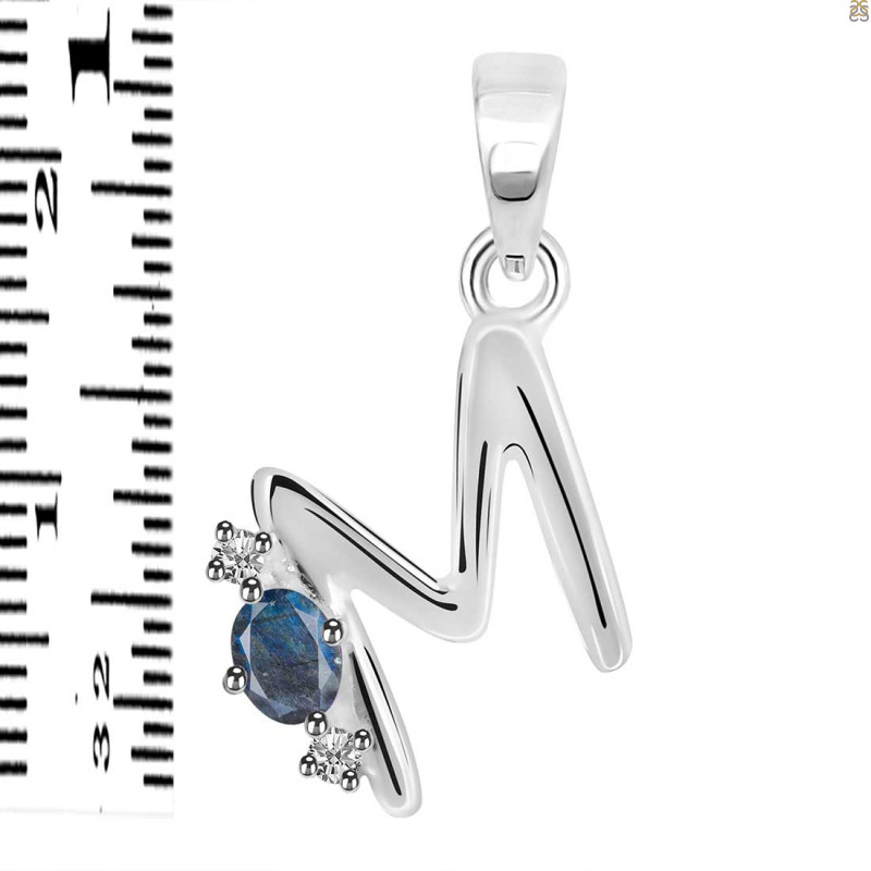 Labradorite & White Topaz Alphabet M Pendant LBD-RDA-13.