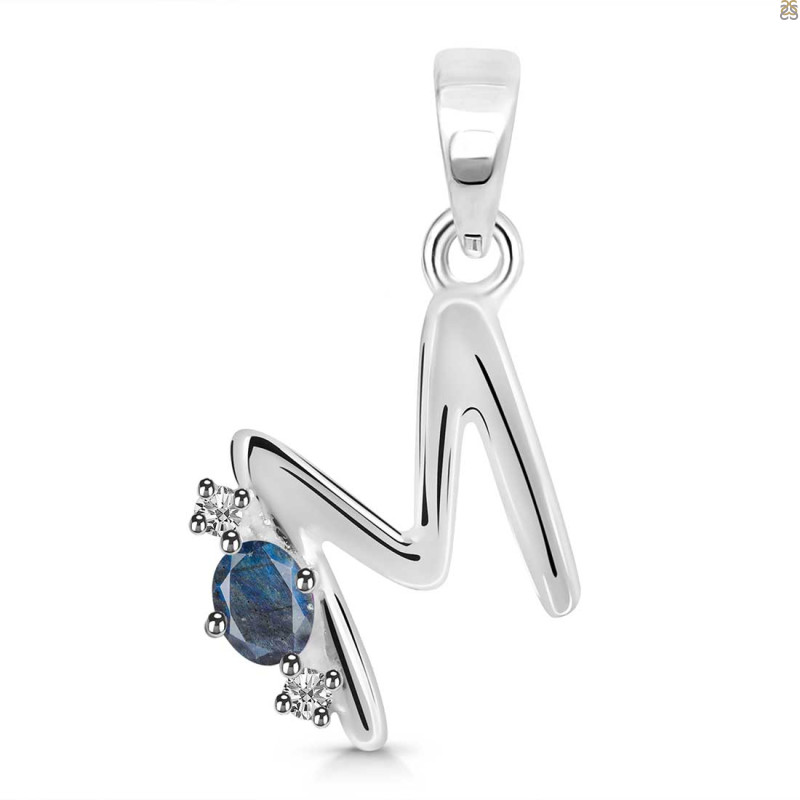 Labradorite & White Topaz Alphabet M Pendant LBD-RDA-13.