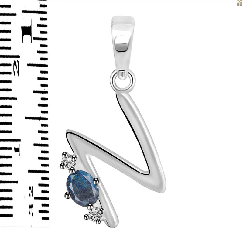 Labradorite & White Topaz Alphabet N Pendant LBD-RDA-14.
