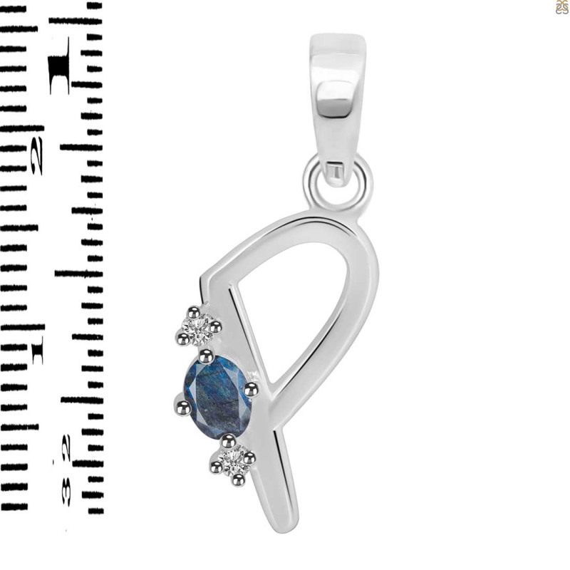 Labradorite & White Topaz Alphabet P Pendant LBD-RDA-16.