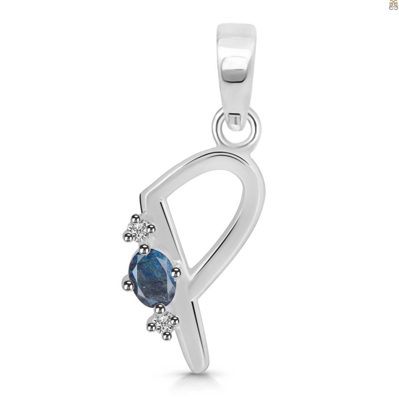 Labradorite & White Topaz Alphabet P Pendant LBD-RDA-16.