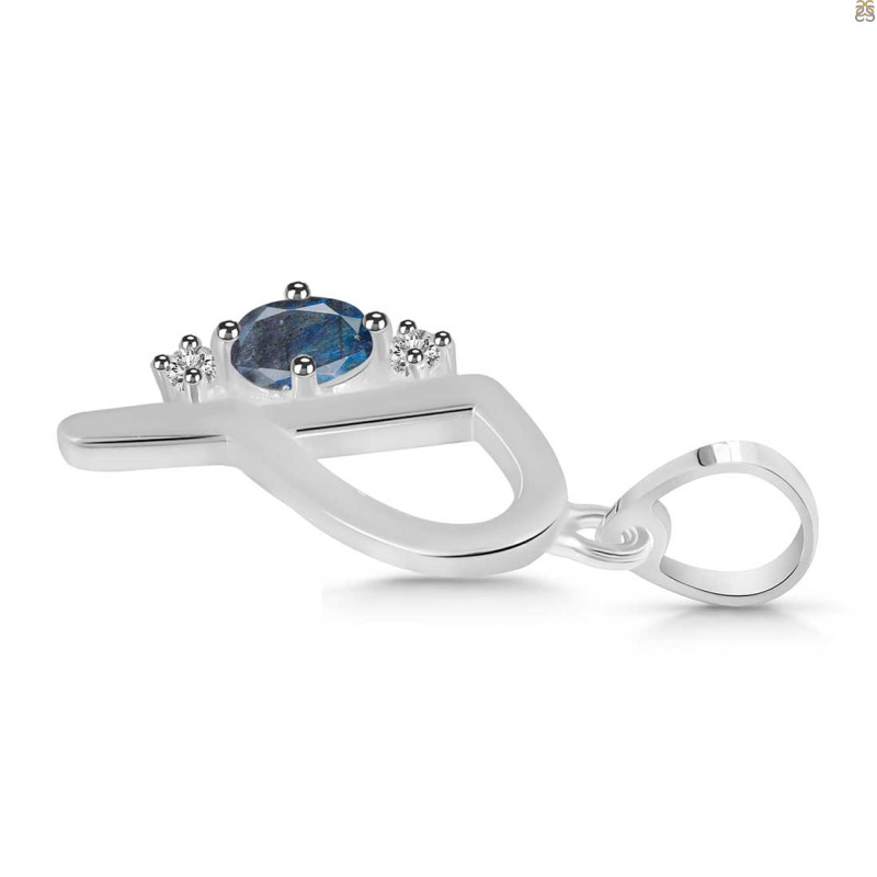 Labradorite & White Topaz Alphabet P Pendant