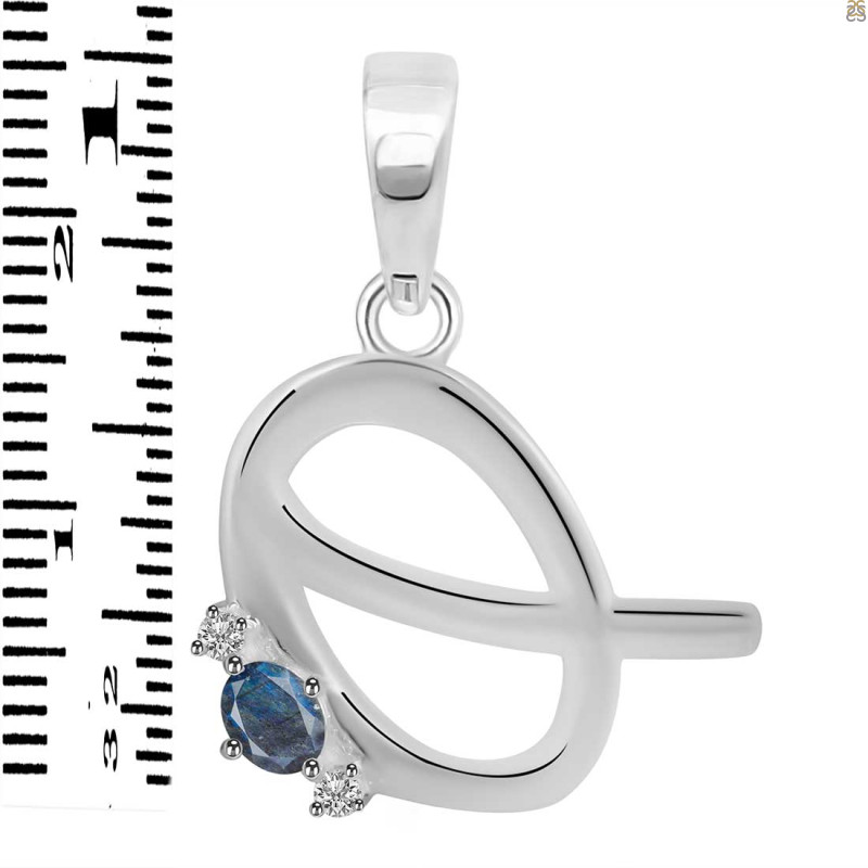 Labradorite & White Topaz Alphabet Q Pendant LBD-RDA-17.