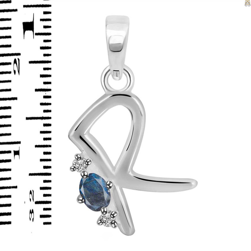 Labradorite & White Topaz Alphabet R Pendant LBD-RDA-18.