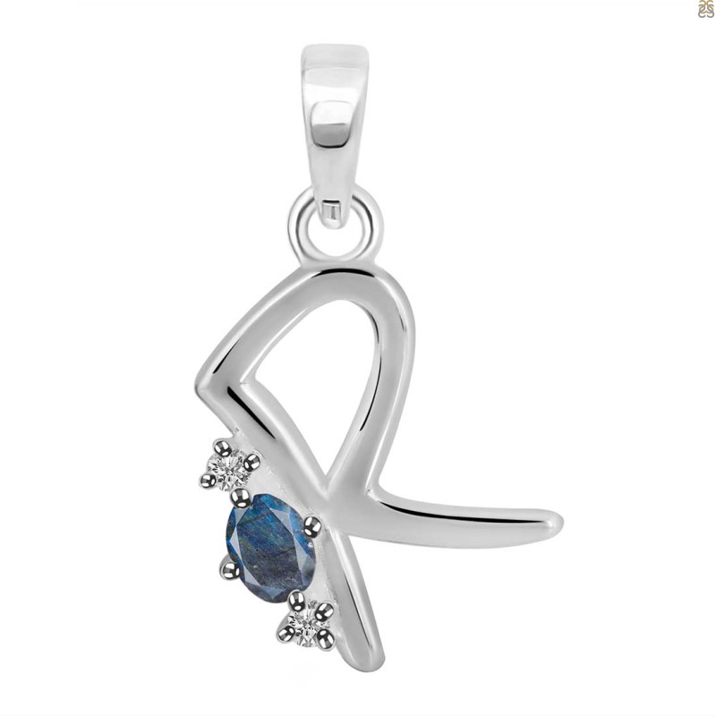 Labradorite & White Topaz Alphabet R Pendant LBD-RDA-18.