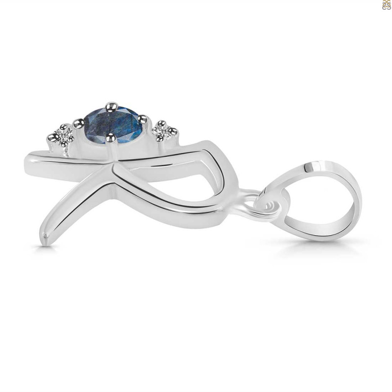 Labradorite & White Topaz Alphabet R Pendant