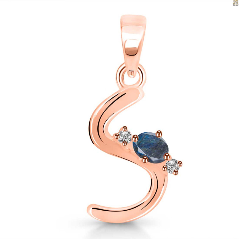 Labradorite & White Topaz Alphabet S Pendant LBD-RDA-19.